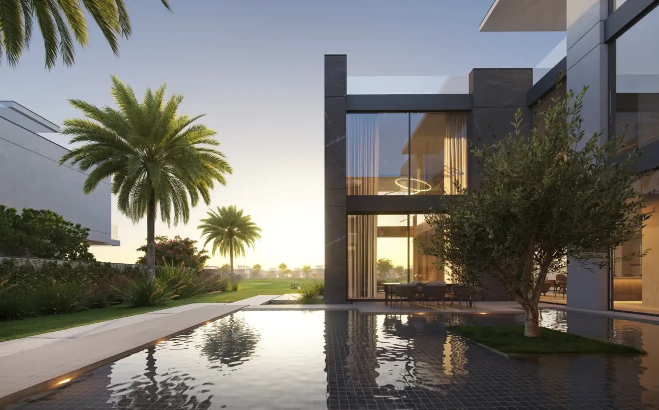 Contemporary Cedarwood Estates villa with reflecting pool